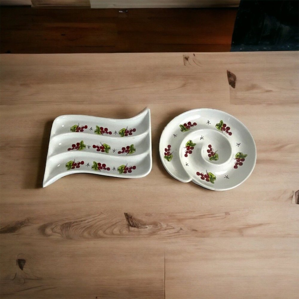 2 Julia Junkin California Pantry Spiral Divided Grapes Appetizer Serving dish